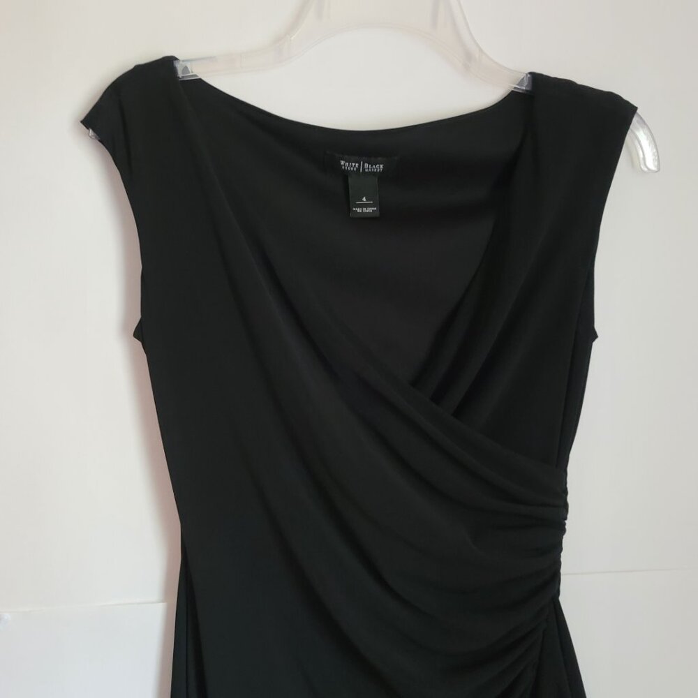 White House Black Market Black Ruched Cocktail Dress Womens Size 4 Sleeveless - Picture 3 of 7